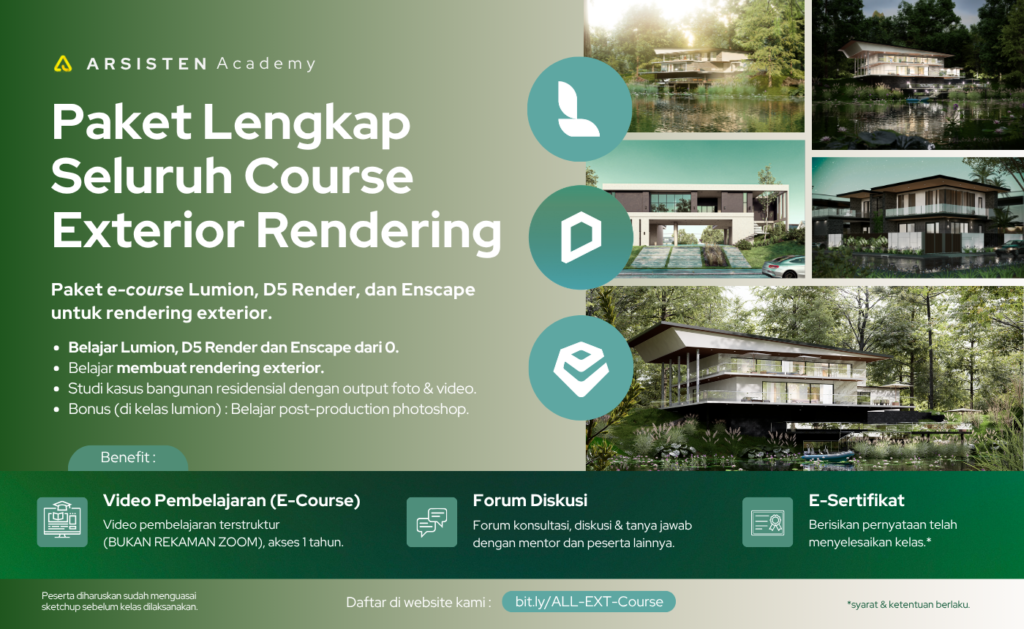 Paket Lengkap Seluruh Course Exterior Rendering
